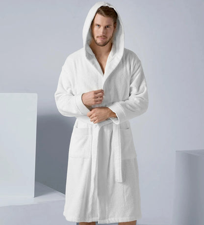 Leftioo Men’s Luxury Turkish Cotton Hooded Terry Bathrobe