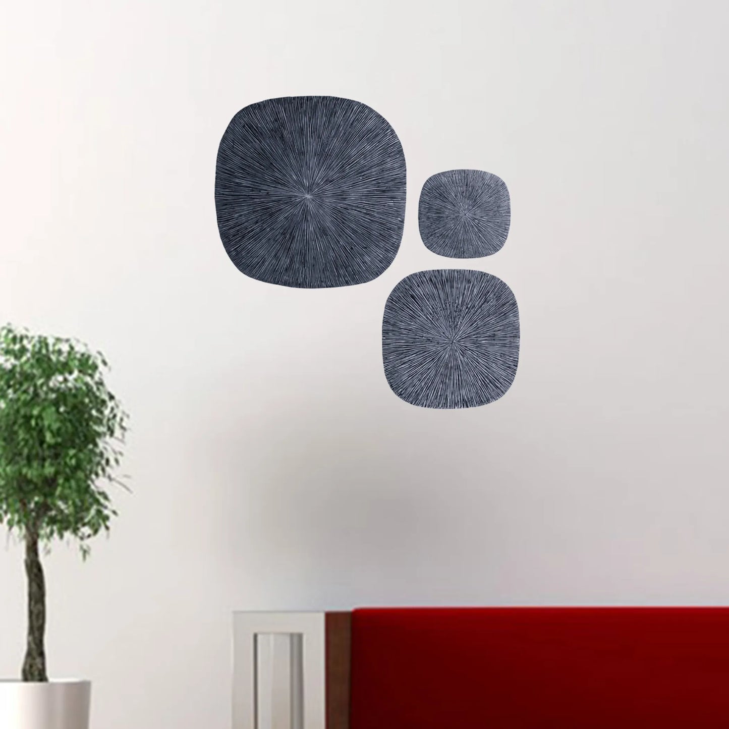 Leftioo 29" Square Ribbed Wall Decor – Textured Gray Sandstone, Modern Contemporary Wall Art