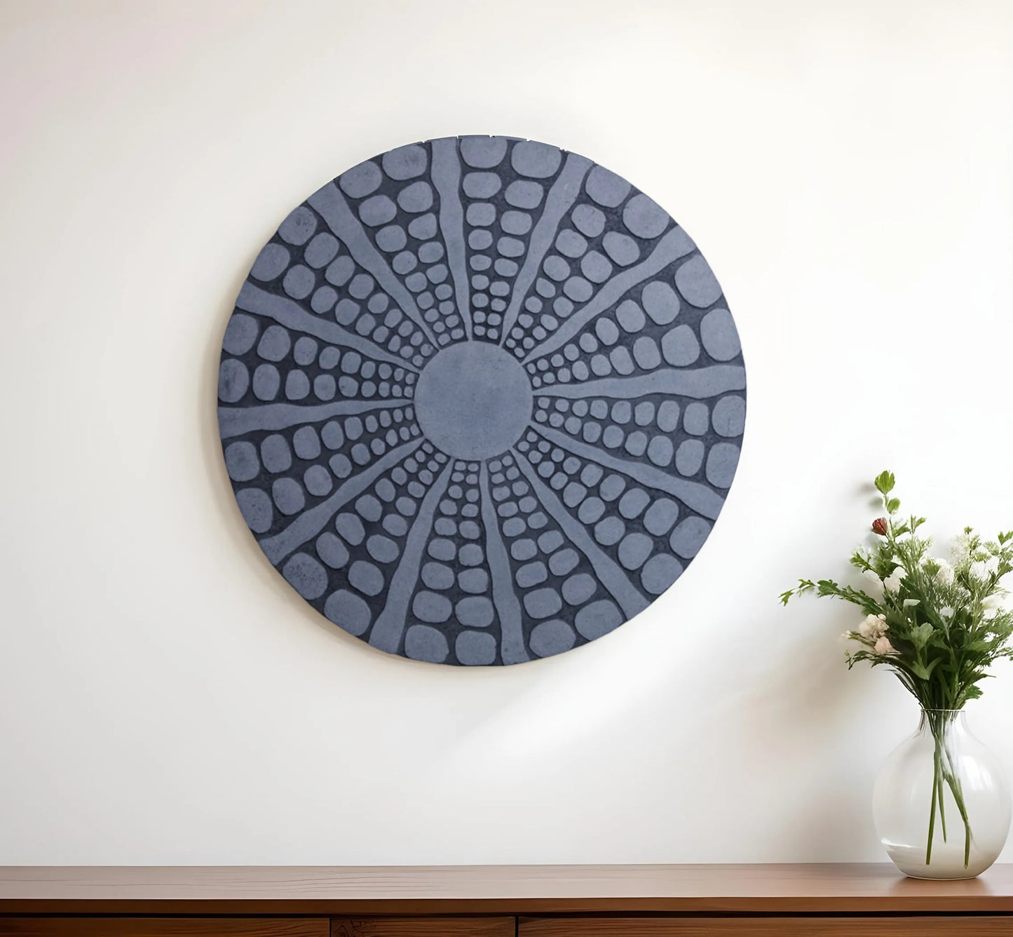 Leftioo 28" Round Wall Decor – Gray Sandstone Minimalist Wall Art, Modern Contemporary Home Decor