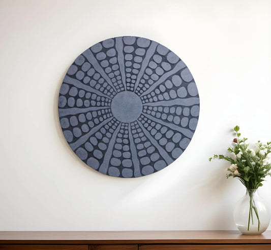 Leftioo 28" Round Wall Decor – Gray Sandstone Minimalist Wall Art, Modern Contemporary Home Decor