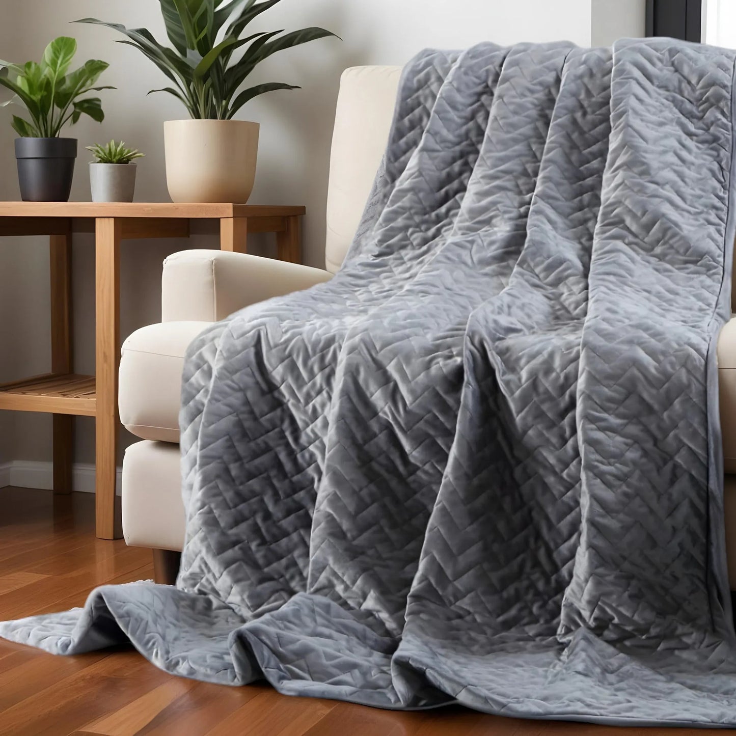 Leftioo 48" x 72" Gray Quilted Microfiber Twin Weighted Duvet Throw