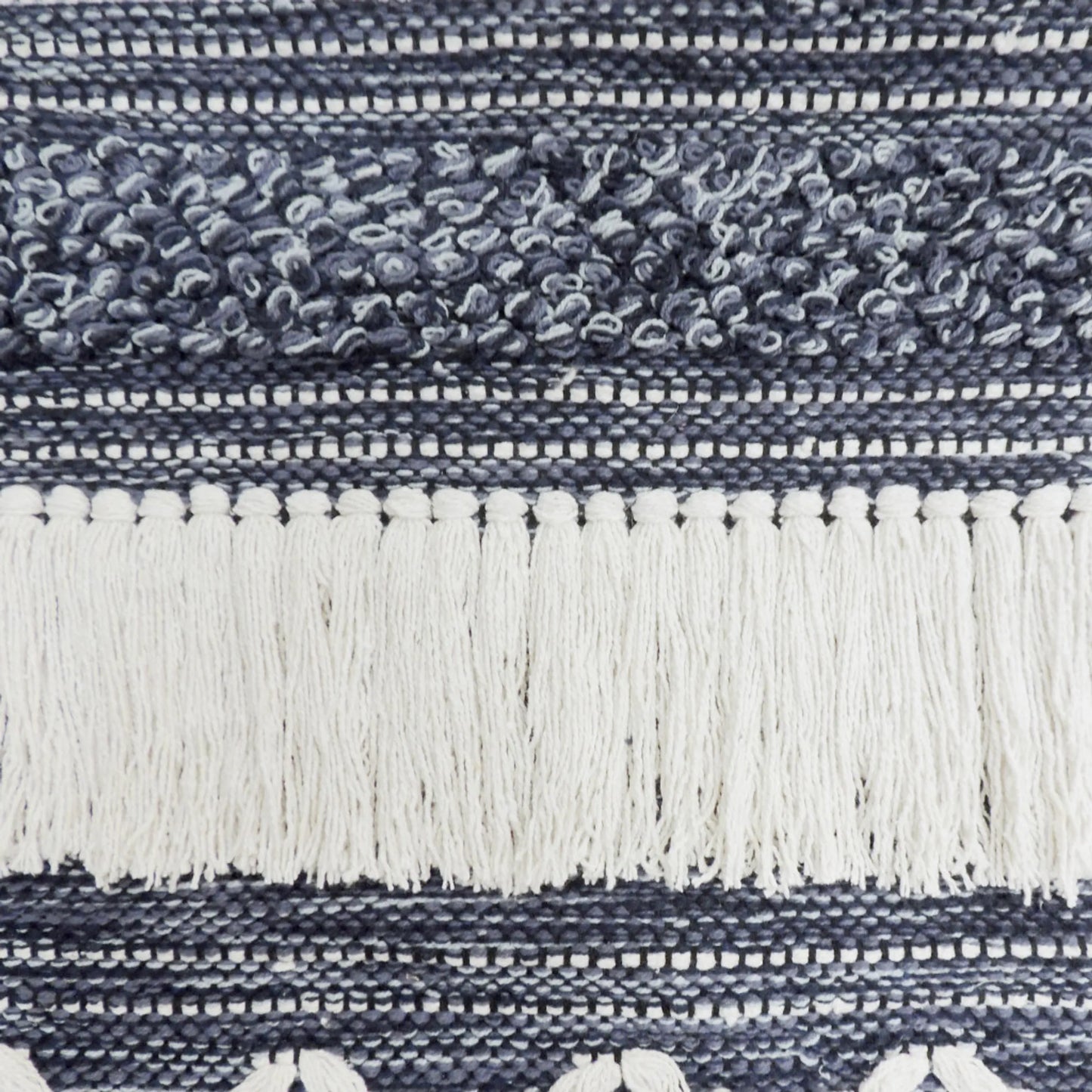 Leftioo 26" x 51" Geometric Macrame Wall Hanging – Denim Blue & White Cotton Tapestry