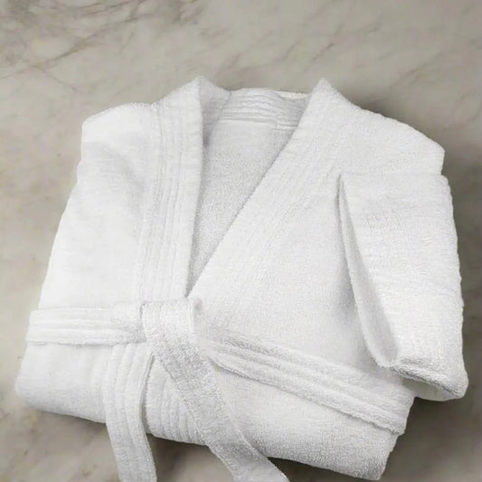 Leftioo 100% Cotton White Terry Kimono Bathrobe - Pack Of: 1 | Size: ONE-SIZE