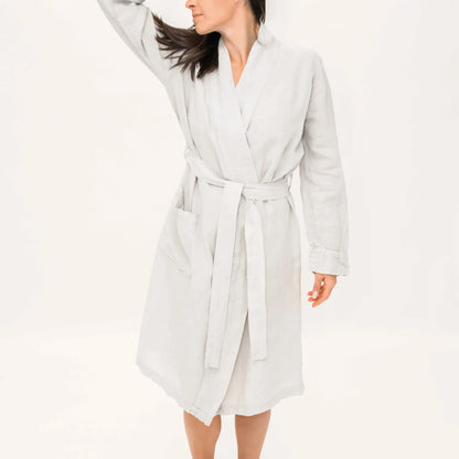 Leftioo Signature Premium Linen Unisex Bathrobe