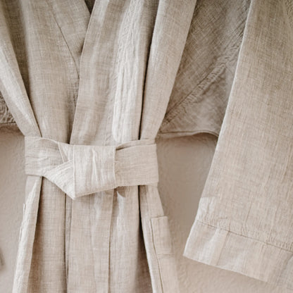 Leftioo Melange Linen Bathrobe